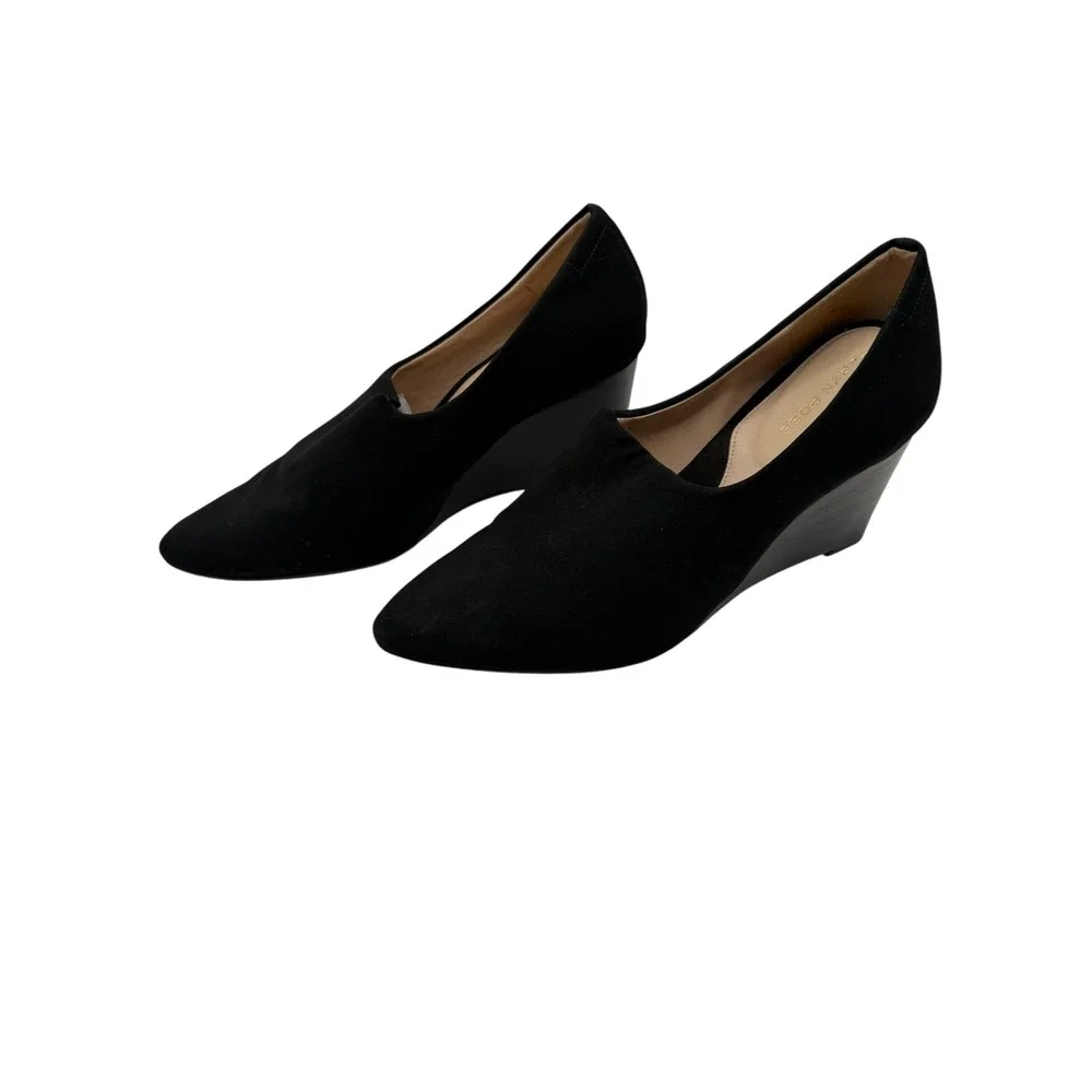 Taryn‎ Rose Yvonne Wedge Shoes Women 11 Black Stretch Scuba High Vamp Designer